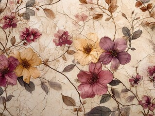 This is a living room wallpaper design with petals. Generative AI
