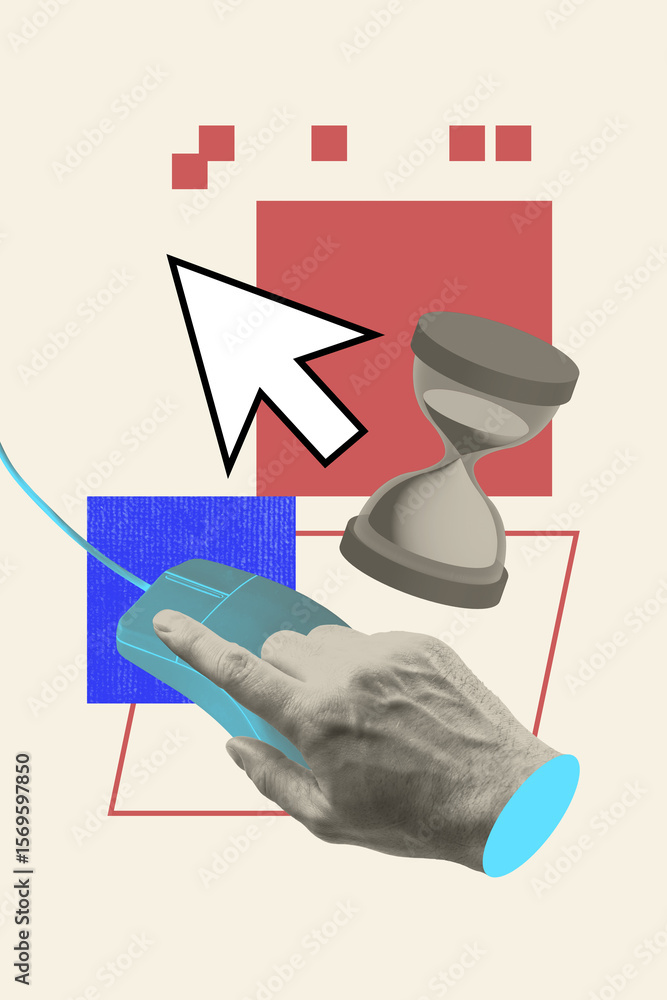 Aufkleber sketch image artwork composite photo collage of website data coding freelancer server hand hold comp