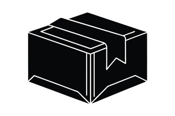 Isometric Black Box with Ribbon Package Present or Gift