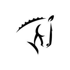 Elegant Horse Head Silhouette Equestrian Vector Illustration