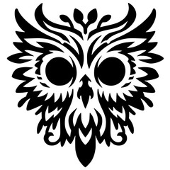 Owl face design silhouette