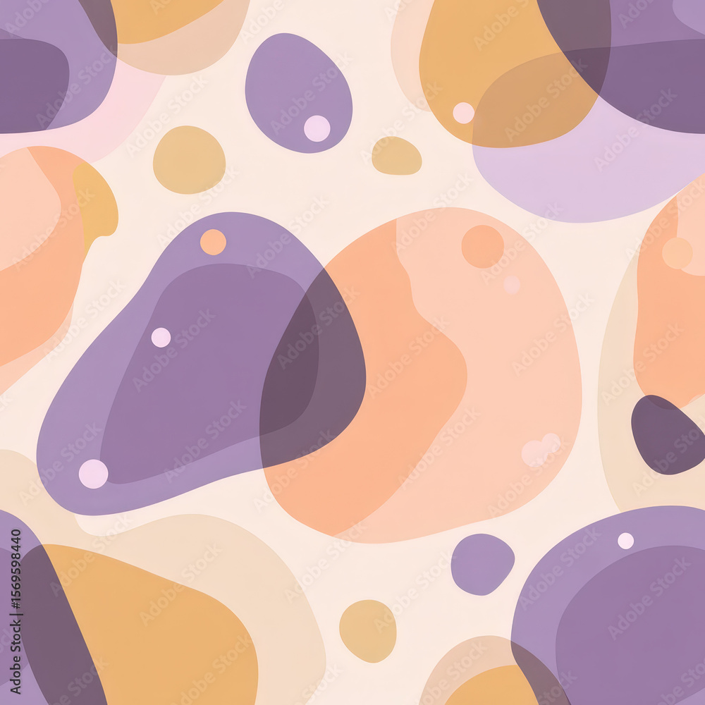 Poster abstract seamless pattern of floating colorful shapes in soft pastel tones ideal for backgrounds and
