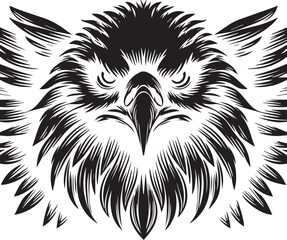 Majestic Eagle Silhouette Vector in Black and White | Wildlife Art Print