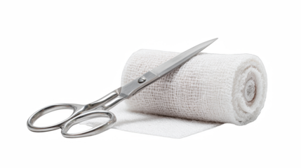 Scissors and tape cutting tools isolated on white background