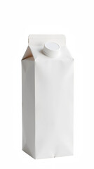 Minimalist white carton packaging with screw cap, ideal for beverages or liquids, showcasing simplicity and functionality