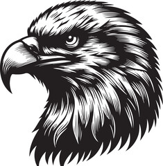 Majestic Eagle Silhouette Vector in Black and White | Wildlife Art Print