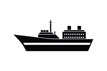 Black and White Silhouette of a Cruise Ship Vessel