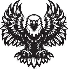 Majestic Eagle Silhouette Vector in Black and White | Wildlife Art Print