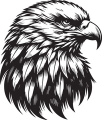 Majestic Eagle Silhouette Vector in Black and White | Wildlife Art Print