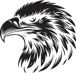 Majestic Eagle Silhouette Vector in Black and White | Wildlife Art Print