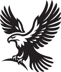 Majestic Eagle Silhouette Vector in Black and White | Wildlife Art Print