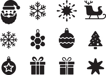 Fototapeta premium Christmas Ornament Icon Pack | Clean Silhouette Style