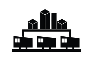 Fototapeta premium Modern Architecture Icon with Buildings and Structures in Black