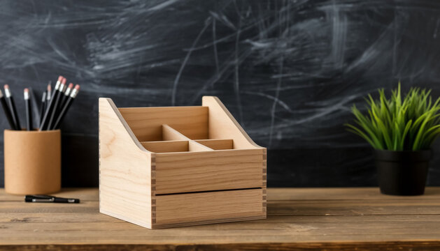 School organizer on a desk in the classroom
