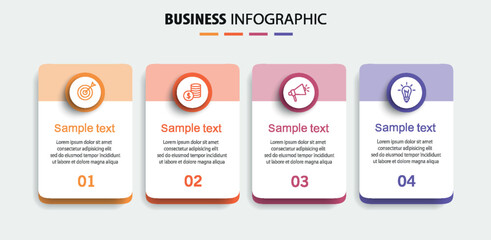 Business infographic template with 4 options or steps. Can be used for workflow layout, diagram, annual report, web design