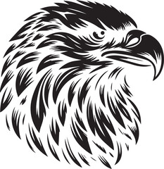 Majestic Eagle Silhouette Vector in Black and White | Wildlife Art Print