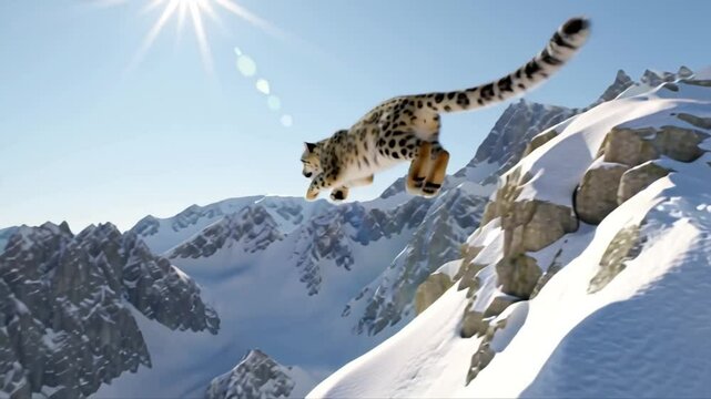 Wild Snow Leopard in Action
