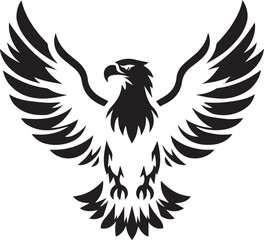 Majestic Eagle Silhouette Vector in Black and White | Wildlife Art Print