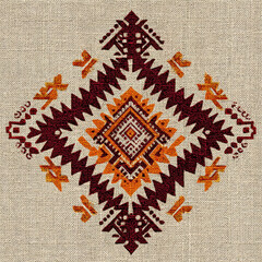 Seamless Geometric Mudmee Pattern with Intricate Lines and Shapes in Vibrant Color Palette