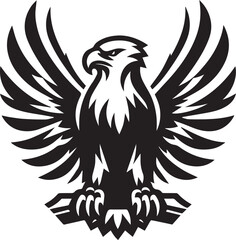 Majestic Eagle Silhouette Vector in Black and White | Wildlife Art Print