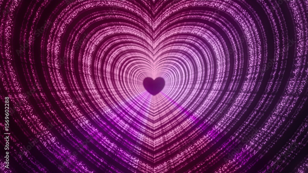 Poster heart tunnel with particles. computer generated 3d render