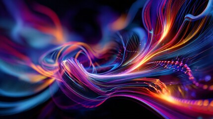 Obraz premium Neon swirling lines digital art