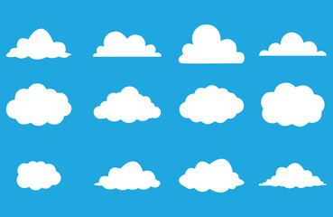 Collection of white cloud illustrations vector set