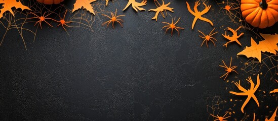 Autumnal Charm: Halloween Elements on Dark Background for Spooky Festivities