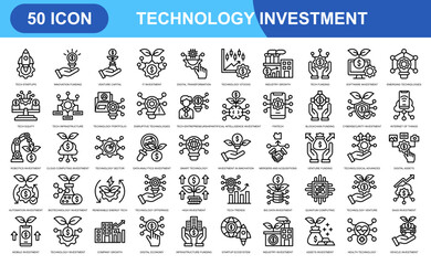 Tecnology Investment. line icons collection set. Simple vector illustration	
