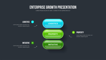 Obraz premium Professional Briefing Three Element Diagram Frame Layout. Advertising Introduction Slide Template Vector Illustration. Service Analysis 3 Option Infographic Slideshow Design.