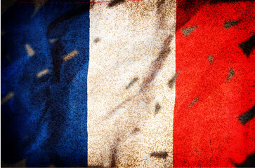 Grunge style background of France national flag.