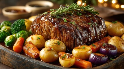Deliciously Arranged Plate of Savory Meat and Fresh Vegetables on a Rustic Table Setting for Dining