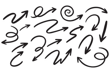 Hand drawn vector arrows doodle set on white background. design element vector illustration.