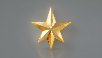 Fototapeta premium Shiny Golden Star on a Gray Background