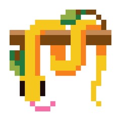 pixel art isolated jungle snake on white background.