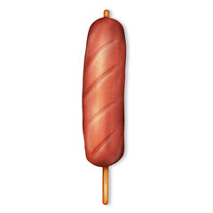 Korean street food Grilled Sausage on Stick illustration 