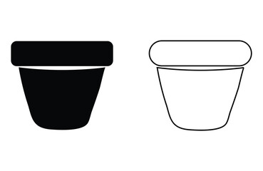 Flower pot silhouette  illustration on white background