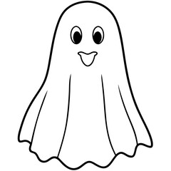 Cute Ghost Outline Vector