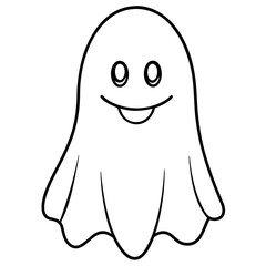 Cute Ghost Outline Vector