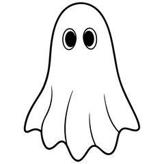 Cute Ghost Outline Vector