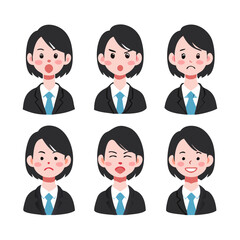 Young Business Woman Facial Expression Icons