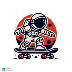 kid astronaut  illustration style vector black and white background templates