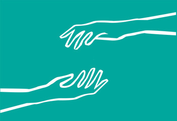Hands reaching out to another. Editable Clip Art.