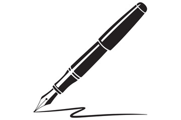 Black pen silhouette icon isolated on white background for office, writing, or education concept vector illustration