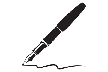 Black pen silhouette icon isolated on white background for office, writing, or education concept vector illustration