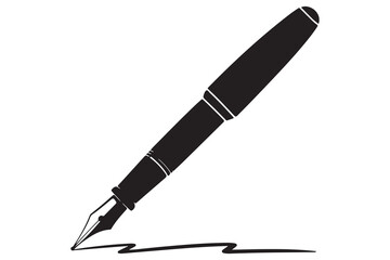 Black pen silhouette icon isolated on white background for office, writing, or education concept vector illustration
