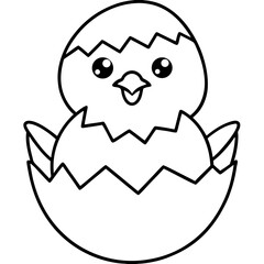 Obraz premium Cute Hatching Chick Outline Icon