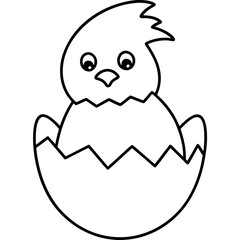 Cute Hatching Chick Outline Icon