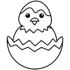 Obraz premium Cute Hatching Chick Outline Icon