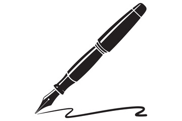 Black pen silhouette icon isolated on white background for office, writing, or education concept vector illustration